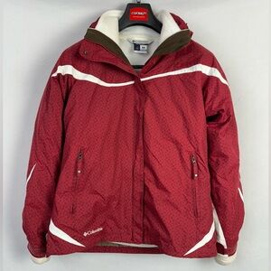Columbia Jacket Womens Size M Medium Red White Interchange 3 In 1 Coat Ski Coat